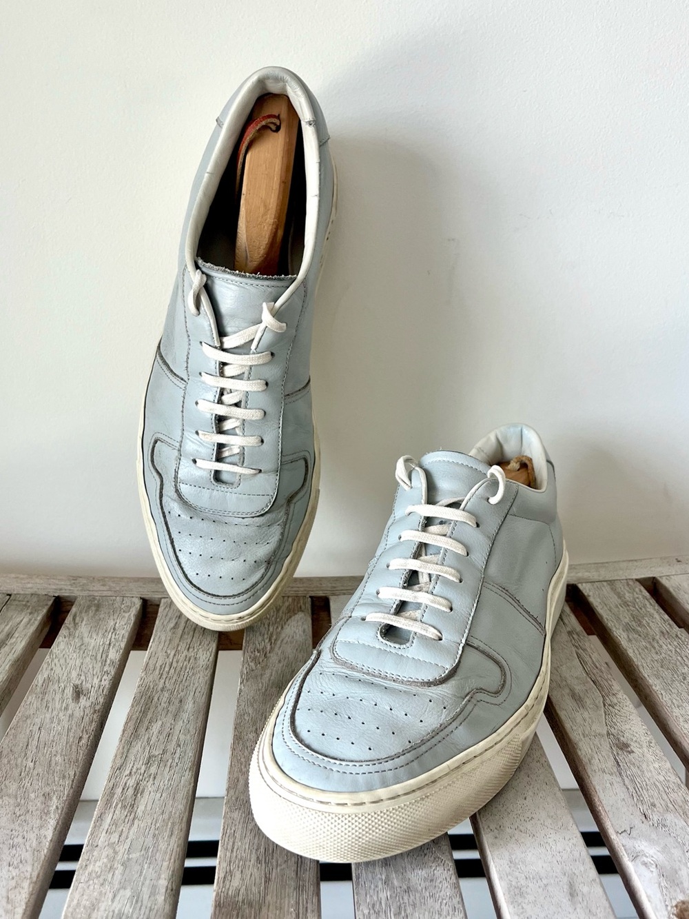 Common Projects Light Blue Leather Sneakers Size 43 Italy Minimal Low Top